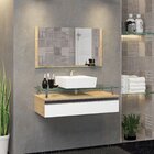 Conjunto Gabinete Banheiro 80cm Ametista Freijó/branco