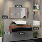 Conjunto Gabinete Banheiro 80cm Ametista Natura/preto