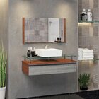 Conjunto Gabinete Banheiro 80cm Ametista Natura/rovere