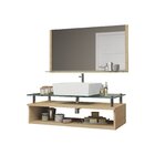 Conjunto Gabinete Banheiro 80cm Com Tampo De Vidro Jade Freijó