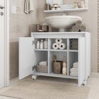 Conjunto Gabinete Banheiro Armário Belo  Branco/off