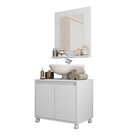 Conjunto Gabinete Banheiro Armário Belo  Branco/off