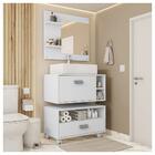 Conjunto Gabinete Banheiro Armário Towel Branco Caemmun