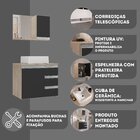 Conjunto Gabinete Banheiro Completo Prisma 60cm - Madeirado/p