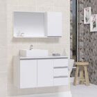 Conjunto Gabinete Banheiro Completo Prisma 80cm Branco Inteiro