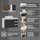Conjunto Gabinete Banheiro Completo Prisma 80cm Branco/preto