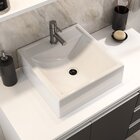 Conjunto Gabinete Banheiro Completo Prisma 80cm Branco/preto