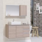 Conjunto Gabinete Banheiro Completo Prisma 80cm Madeirado Int