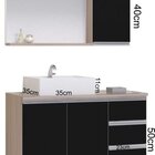 Conjunto Gabinete Banheiro Completo Prisma 80cm Madeirado/pre
