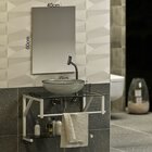 Conjunto Gabinete Banheiro Glass 60cm - Estrutura Ferro Com C