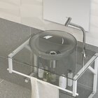 Conjunto Gabinete Banheiro Glass 60cm - Estrutura Ferro Com C