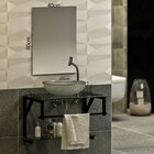 Conjunto Gabinete Banheiro Glass 60cm - Estrutura Ferro Com C