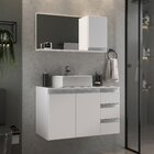 Conjunto Gabinete Banheiro Prisma 80cm - Gabinete + Cuba + Es