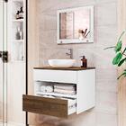 Conjunto Gabinete Com Espelho E Cuba 60 Cm Para Banheiro Bran