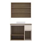 Conjunto Gabinete De Banheiro 80cm Aurora Com Espelheira E Cu