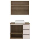 Conjunto Gabinete De Banheiro 80cm Vitória Com Espelheira E C