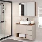 Conjunto Gabinete De Banheiro 80cm Vitória Com Espelheira E C