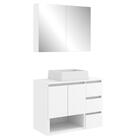 Conjunto Gabinete De Banheiro 80cm Vitória Com Espelheira E C