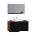 Conjunto Gabinete De Banheiro Berlim 60 Cm Natura Preto