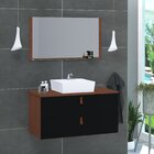 Conjunto Gabinete De Banheiro Berlim 60 Cm Natura Preto