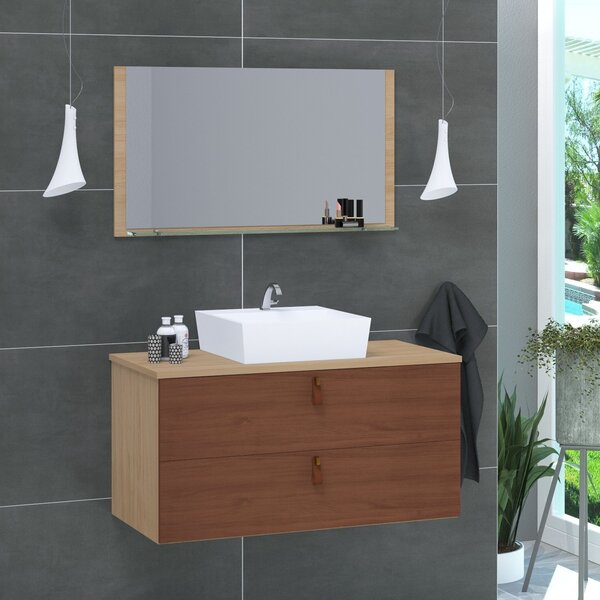 Conjunto Gabinete De Banheiro Berlim 80 Cm Freijo Natura