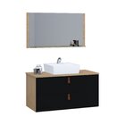 Conjunto Gabinete De Banheiro Berlim 80 Cm Freijo Preto