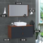 Conjunto Gabinete De Banheiro Berlim 80 Cm Natura Titanium