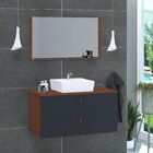 Conjunto Gabinete De Banheiro Berlim 80 Cm Natura Titanium