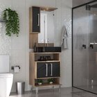 Conjunto Gabinete De Banheiro Com Cuba E Espelheira Led Elega