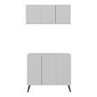 Conjunto Gabinete De Banheiro E Armário Aéreo 3 Portas Retrô