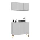 Conjunto Gabinete De Banheiro E Armário Aéreo 3 Portas Retrô