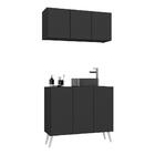 Conjunto Gabinete De Banheiro E Armário Aéreo 3 Portas Retrô