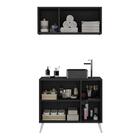 Conjunto Gabinete De Banheiro E Armário Aéreo 3 Portas Retrô