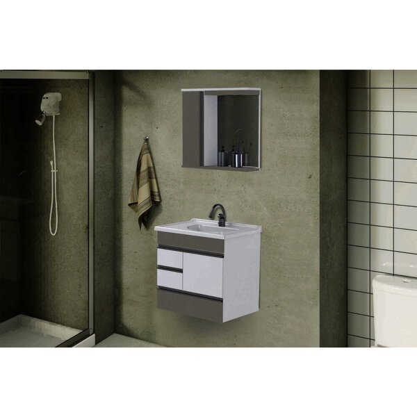 Conjunto Gabinete De Banheiro Suspenso 2 Gavetas E 1 Gavetão