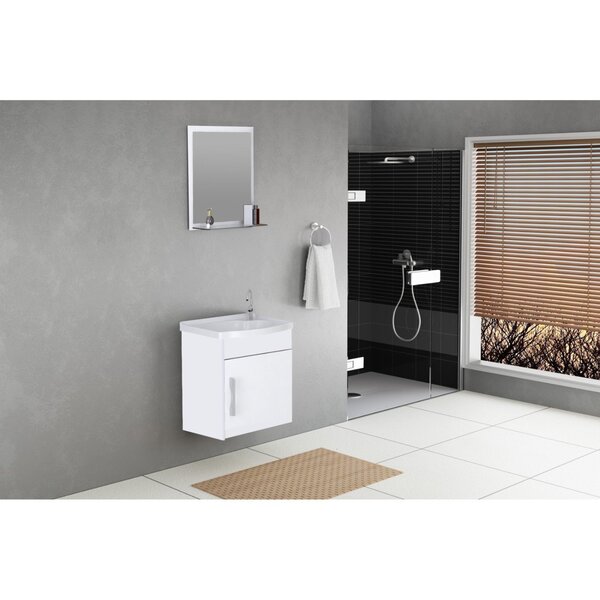 Conjunto Gabinete De Banheiro Suspenso 39cm 1 Porta Com Cuba