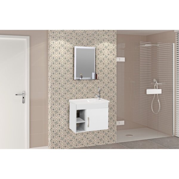 Conjunto Gabinete De Banheiro Suspenso 55cm 1 Porta Com Cuba