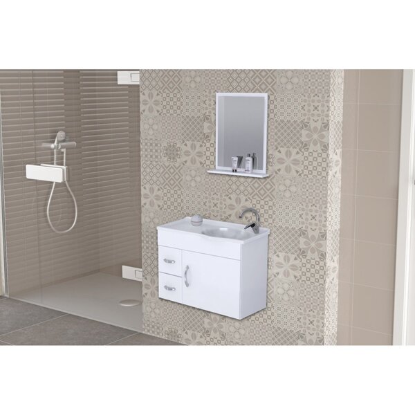 Conjunto Gabinete De Banheiro Suspenso 55cm 2 Gavetas E 1 Por