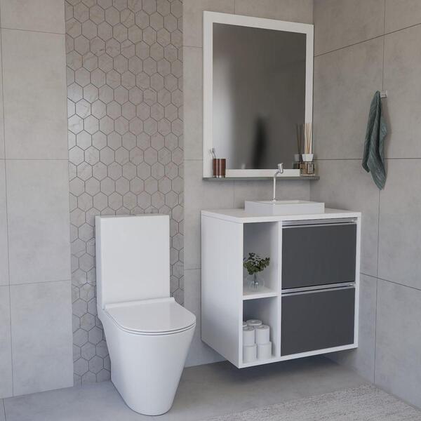 Conjunto Gabinete E Espelhiera Plena Compact 100cm Chumbo