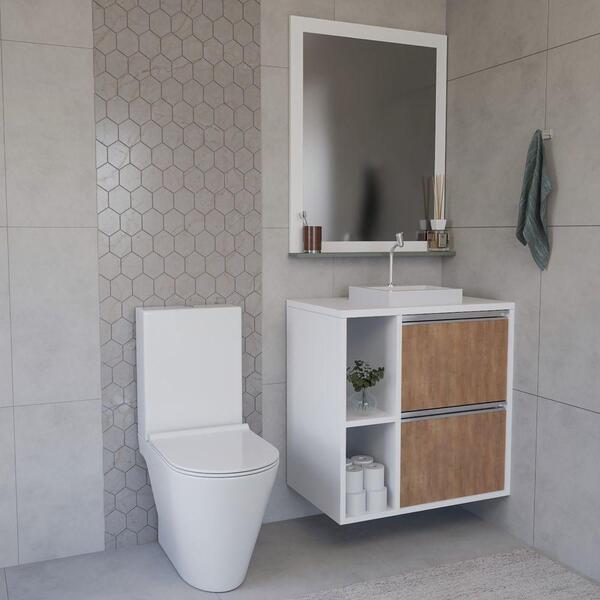 Conjunto Gabinete E Espelhiera Plena Compact 60cm Freijo