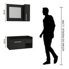 Conjunto Gabinete Para Banheiro 2 Portas E 1 Nicho  Preto