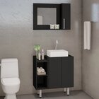 Conjunto Gabinete Para Banheiro 3 Portas E 1 Nicho  Preto