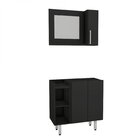 Conjunto Gabinete Para Banheiro 3 Portas E 1 Nicho  Preto