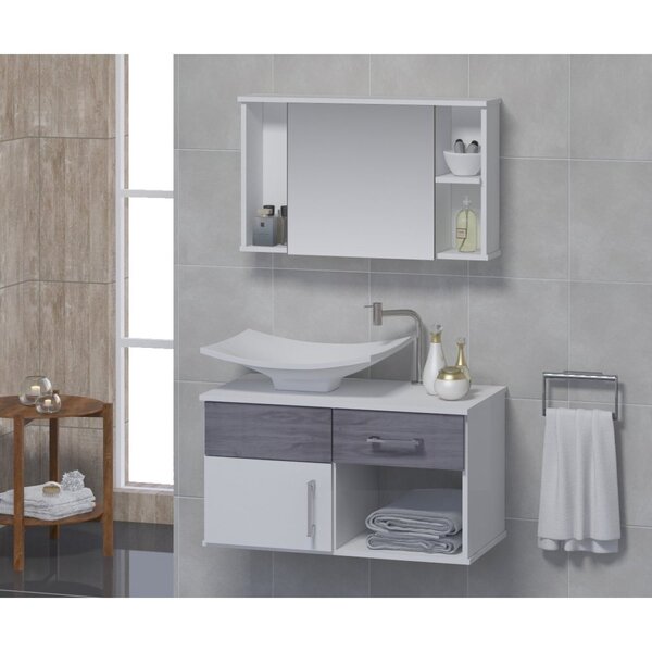 Conjunto Gabinete Para Banheiro Com Cuba E Espelheira New Sti