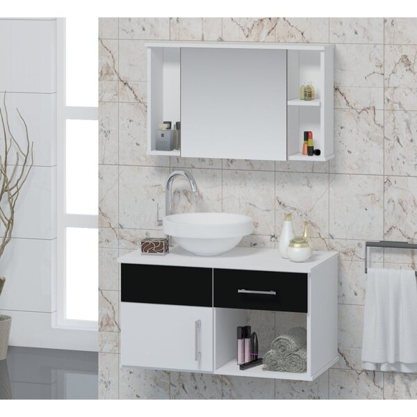 Conjunto Gabinete Para Banheiro Com Cuba E Espelheira Stilo