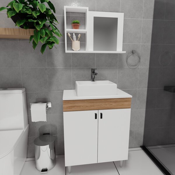 Conjunto Gabinete Para Banheiro Com Cuba Espelheira Sevilha M