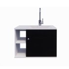 Conjunto Gabinete Para Banheiro Com Cuba Itália Preto/branco