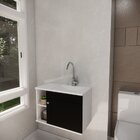 Conjunto Gabinete Para Banheiro Com Cuba Itália Preto/branco