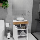 Conjunto Gabinete Para Banheiro Com Cuba Sevilha Marrom/branco