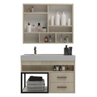 Conjunto Gabinete Para Banheiro Com Espelheira Avant 80  Carv