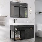 Conjunto Gabinete Para Banheiro Com Espelheira New 80 Carbono